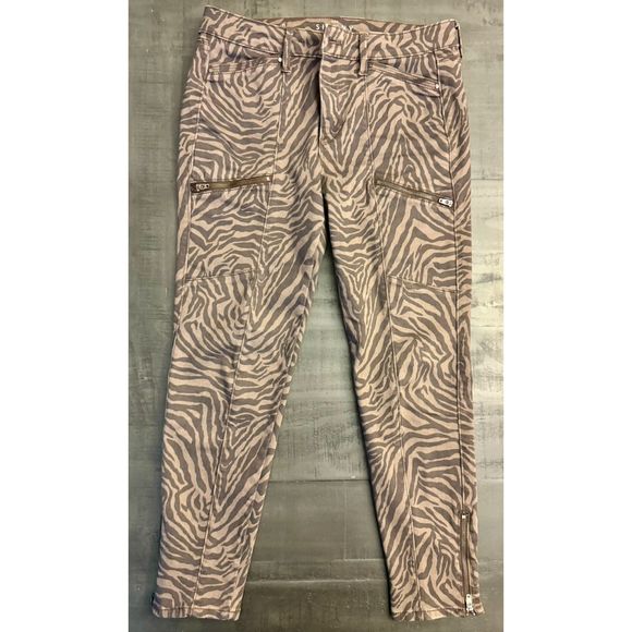 White House Black Market Zebra Print Skinny Crop Zip Ankle Sz 6 - Picture 2 of 13